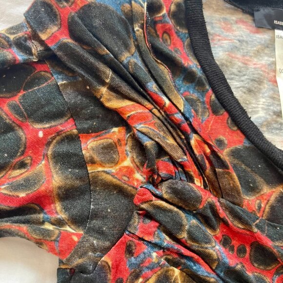 Isabel Marant Marble-Print Linen & Silk Jersey Dress - Size XS / US 2 / FR 36 - Picture 8 of 11